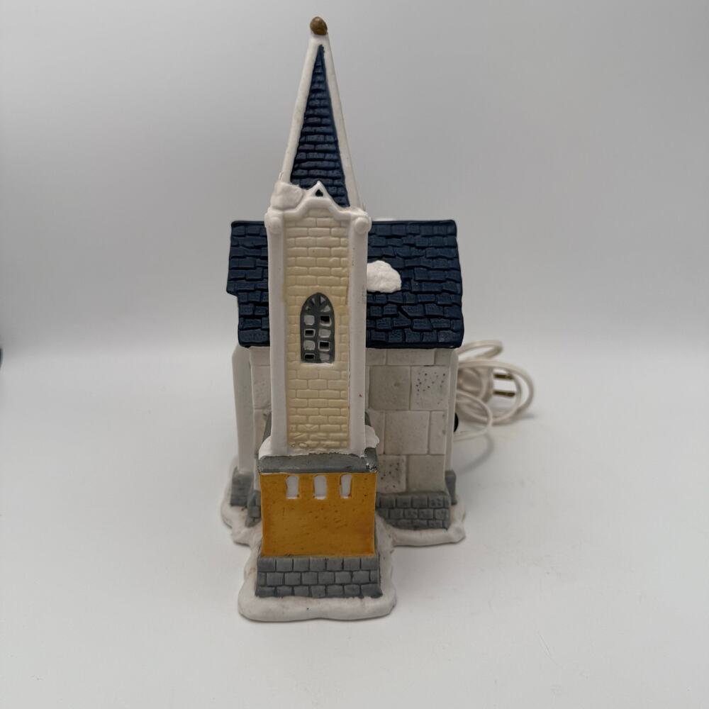 Holiday Snow Village Collectible Lighted Church & Cottage House Set Christmas - Picture 3 of 9